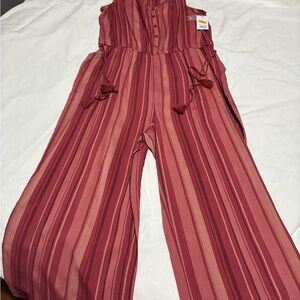 Sonoma Maroon and Pink Striped Jumpsuit